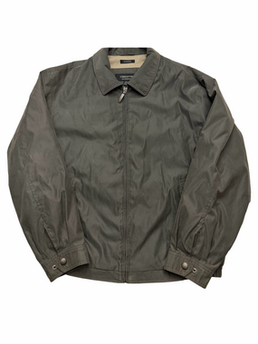 Claiborne Outerwear Man Male Size Large Grey Zip Front Bomber Jacket Microfibre